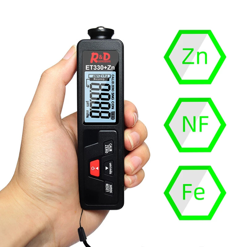 

R&D ET330+ZN Car Paint Thickness Gauge Portable Coating Thickness Gauge for Car 0-1500um Fe & NFe Coating Tester Meter