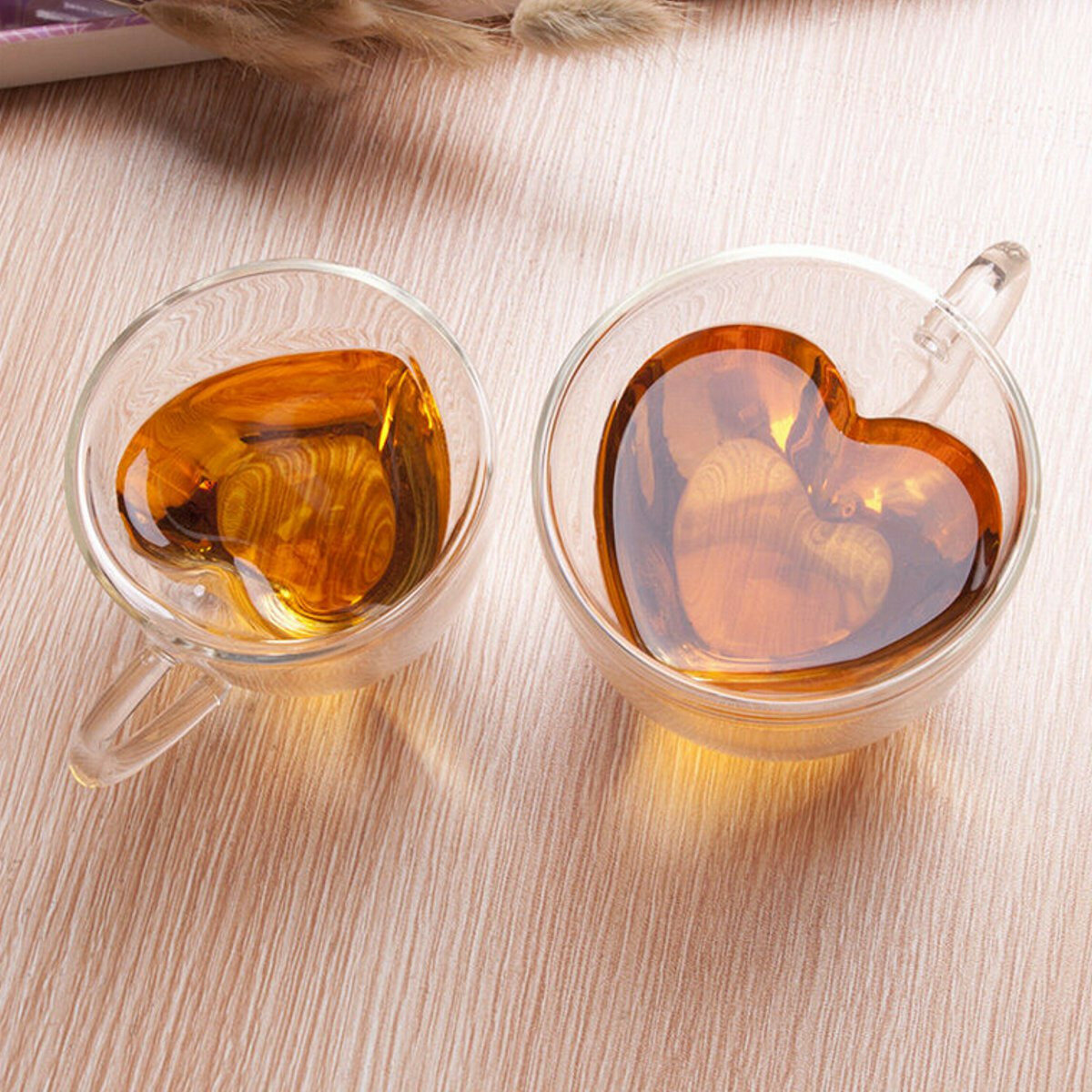 

Heart Love Shaped Double Wall Glass Mug Resistant Tea Mug Milk Lemon Juice Cup Drinkware Lover Coffee Cups Mug Gift