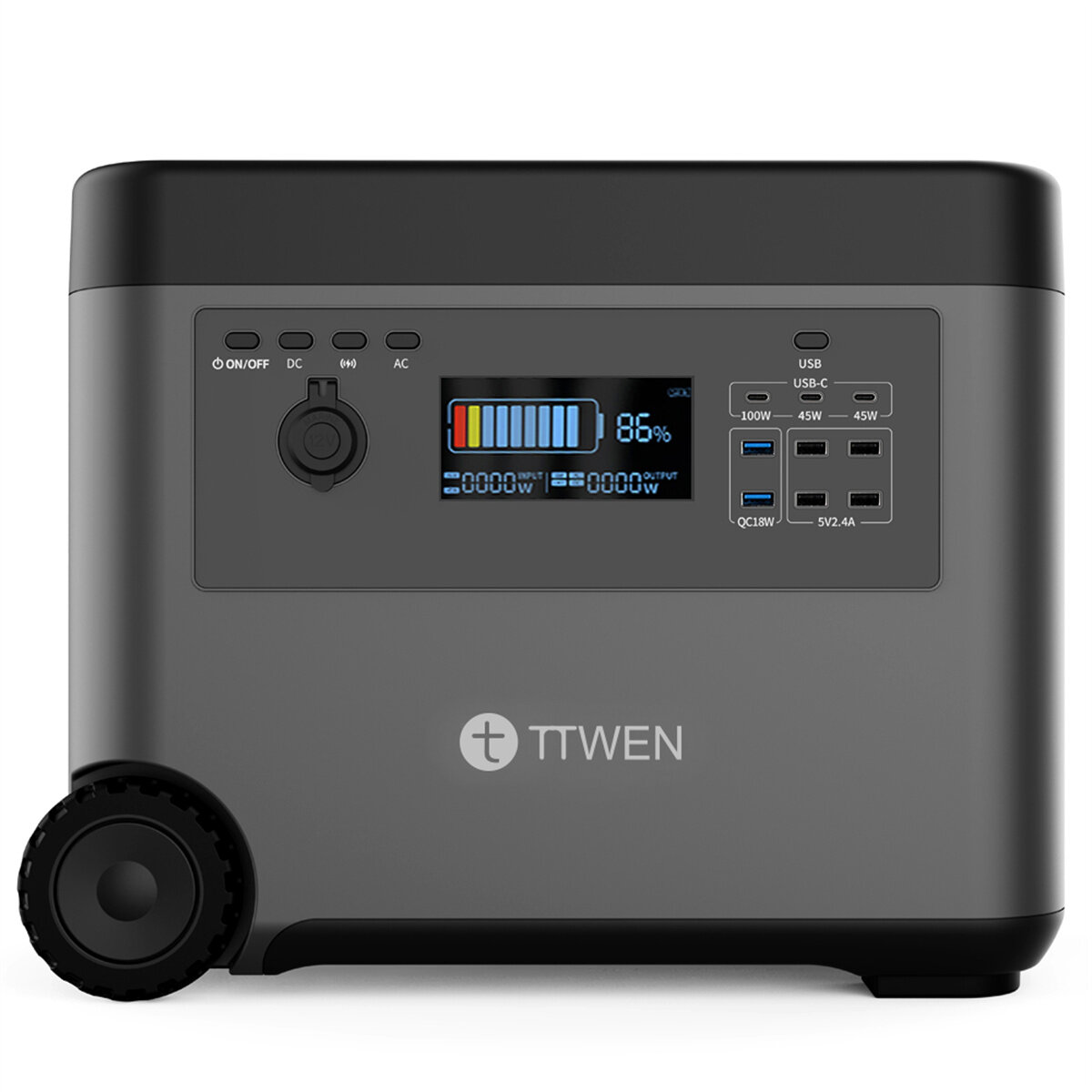 [EU Direct] TTWEN D5 Estação de energia portátil 2000W, bateria LiFePO4 de 2160Wh, tomadas de corrente AC de onda senoidal pura, gerador solar de carregamento sem fio de 15W, RV