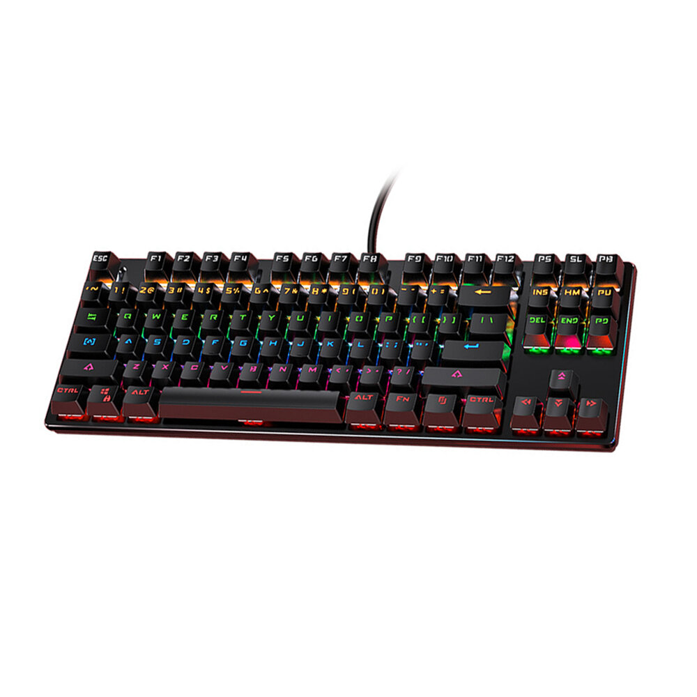 YINDIAO K400Pro Mechanical Keyboard 87 Keys TKL Layout USB Wired Detachable Panel Blue/Black Switch Colorful Rainbow Bac