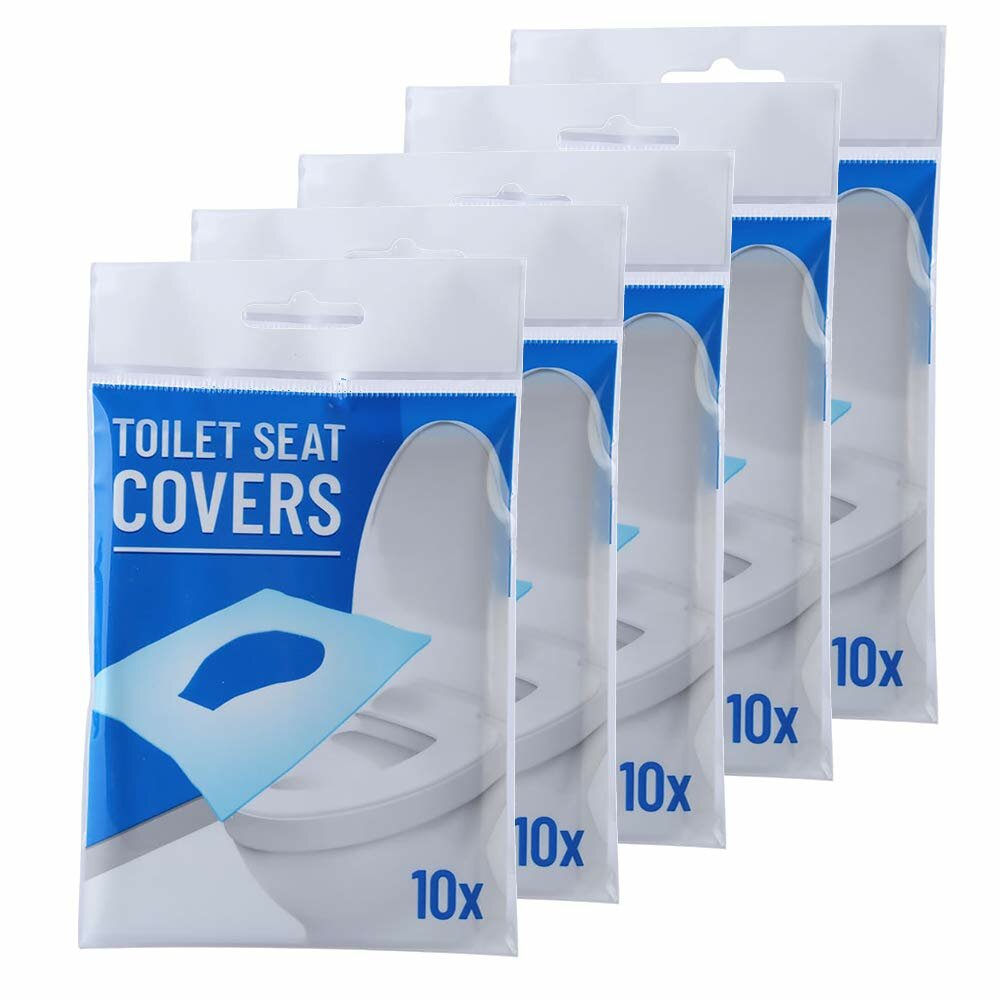 10 stks / 1 set wegwerp papier wc stoelhoezen camping wc wc bacteriebestendige cover voor reizen, ca