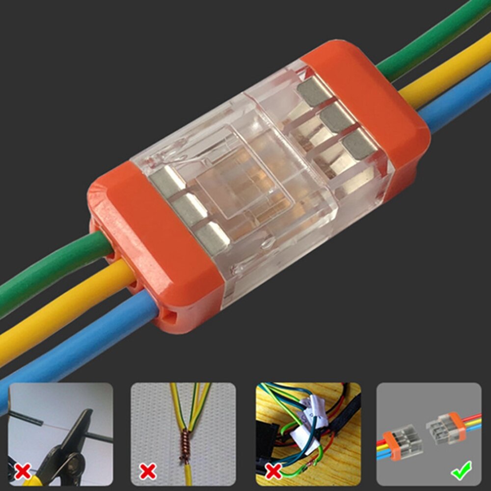 LT-33 3Pin Quick Wire Connector Universele compacte elektrische LED-lamp Push-in Butt Conductor Term