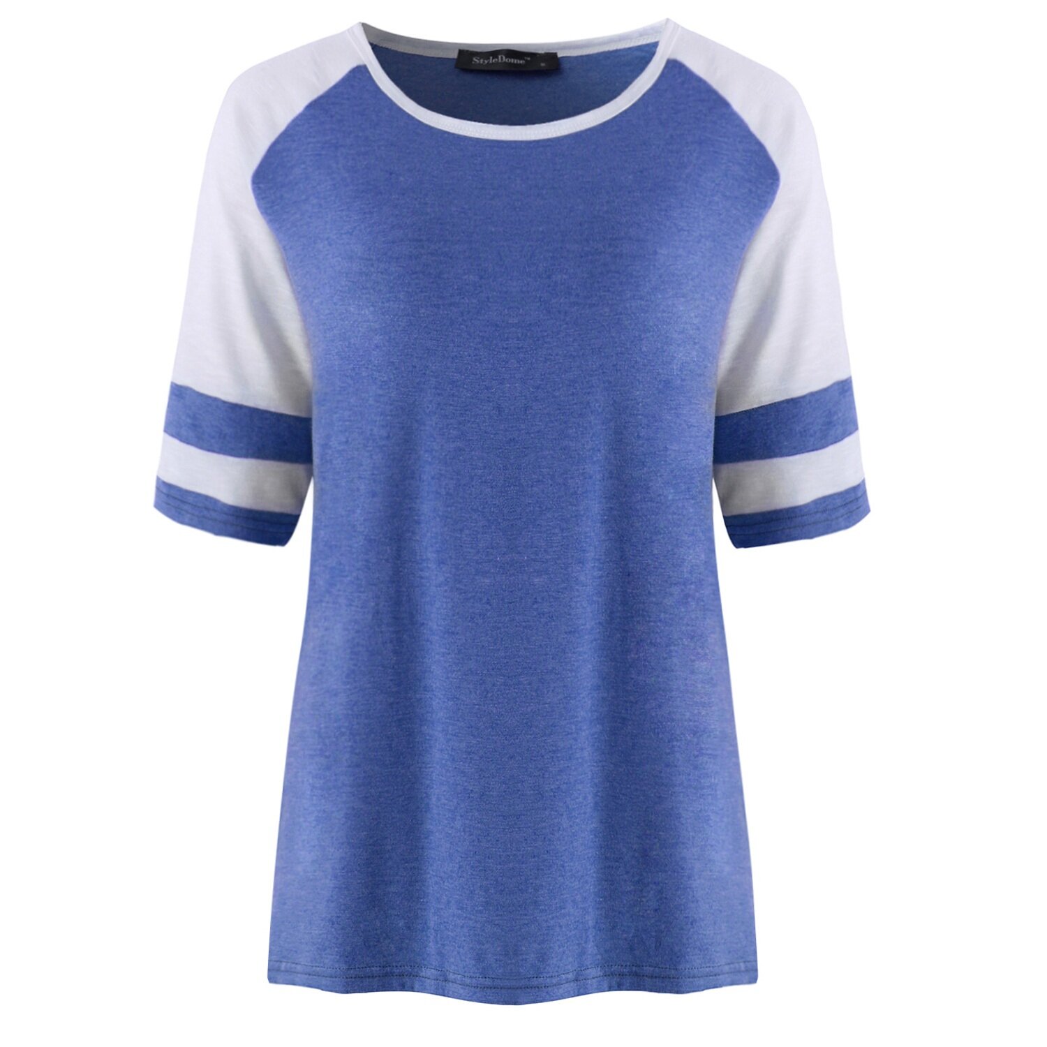 SUNNYME T-Shirt De Beisebol das Mulheres Camisa de Manga Longa Ombro Em Torno Do Pescoço Listrado Cintura Camisas Casuais