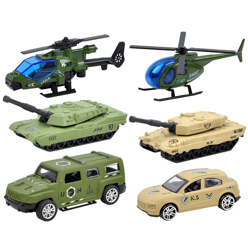 3PCS Model Toys Plane Car Racing Military Alloy Vehicle Engineering Model Building Gift Decor