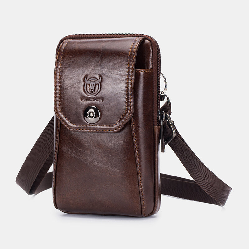 Bullcaptain Genuine Leather Vinatge Waist Bag Belt Bag Shoulder Bag
