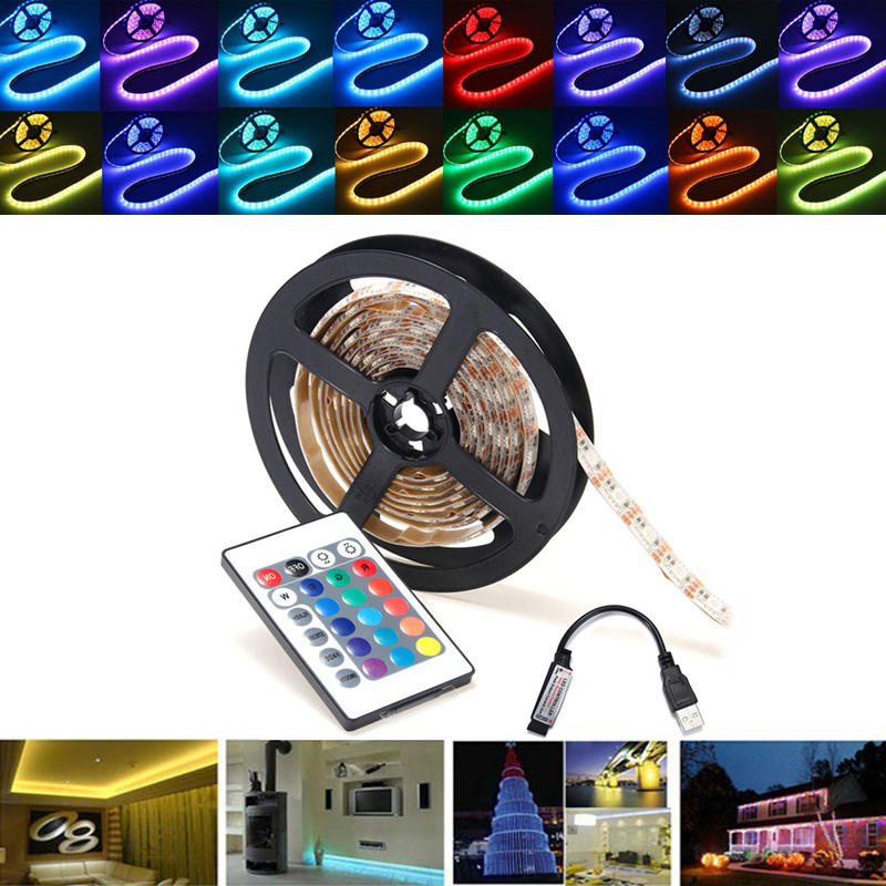 0,5 / 1/2/3/4 / 5M RGB SMD5050 Waterdichte LED Strip Light TV Backlilting Kit + USB Afstandsbedienin