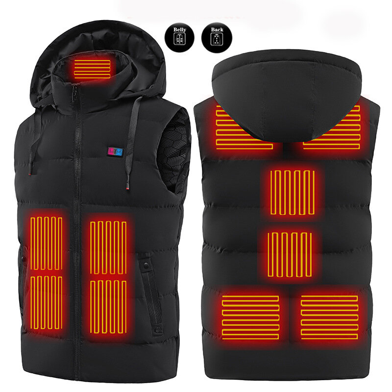 TENGOO 11 áreas chaquetas de calefacción Unisex 3 engranajes chaleco calefactable abrigo USB ropa térmica eléctrica chaleco con capucha invierno al aire libre ropa de abrigo