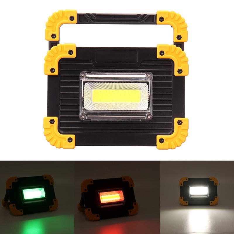 Lampe de travail LED COB portable de 20W alimentée par USB, pour une utilisation en extérieur et en cas d'urgence.