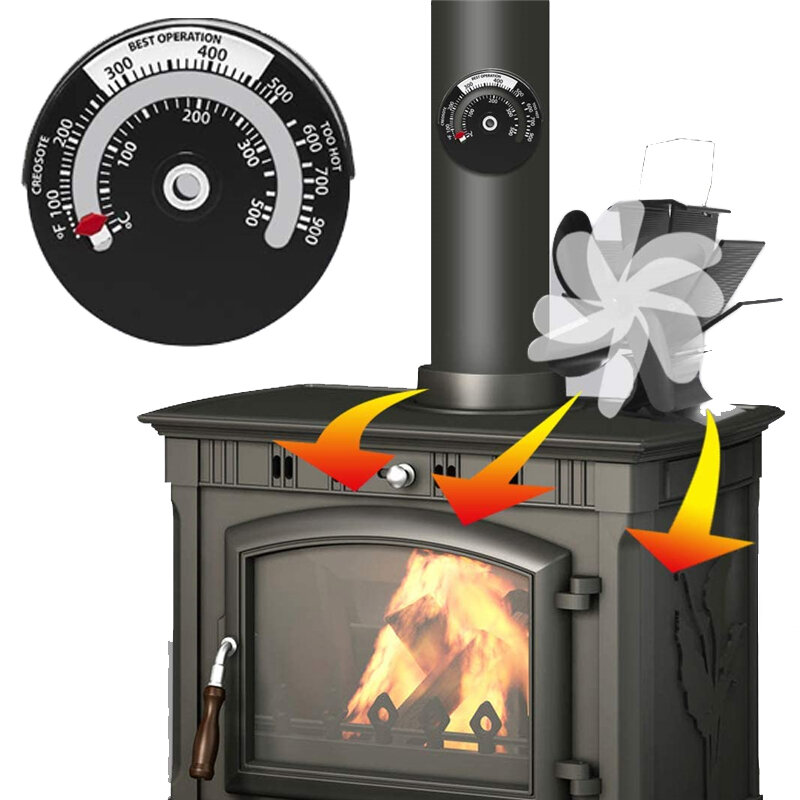 Μαγνητικό Θερμόμετρο Σόμπας Σόμπας Τζάκι 0-500 ℃ / 100-900 ℉ Ξύλο Log Fire Fire Flue Burner