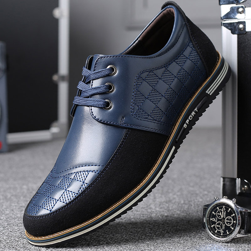 Men Microfiber Leather Splicing Non Slip Soft Business Casual Shoes