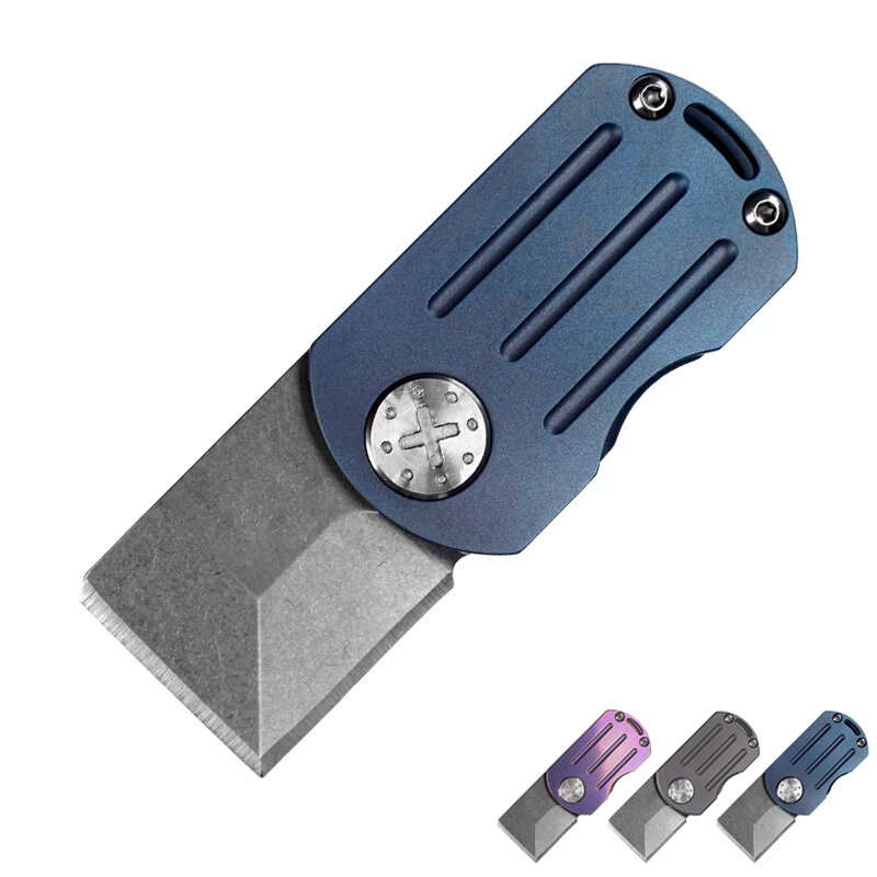 Mini-Klappmesser SEEKNITE mit 73 mm D2-Klinge und Titan-Griff, EDC-Taschenwerkzeug und Schlüsselanhänger