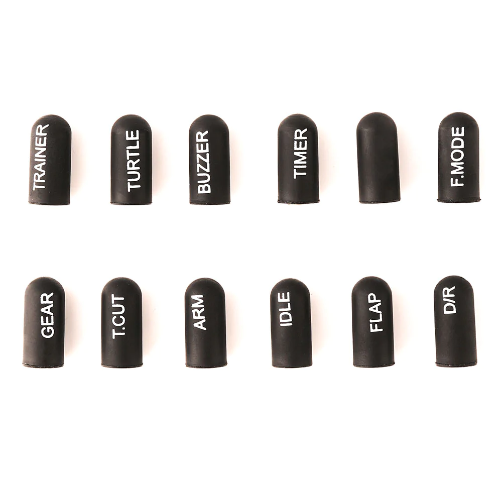 Black Short 12pcs Radiomaster Labeled Silicon Switch Cover Set