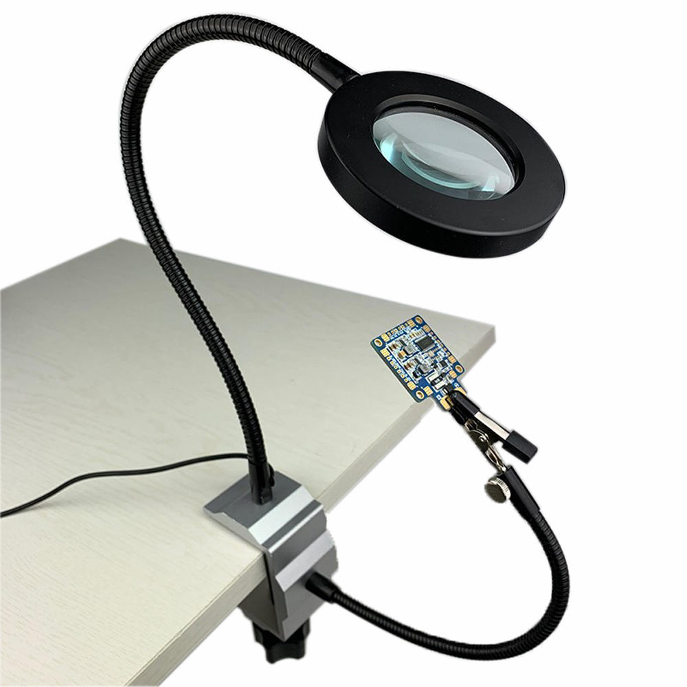 RC Reparatie Soldeerstation 250mm Armklem Armatuur DIY Tools met Vergrootglas LED-lichtring