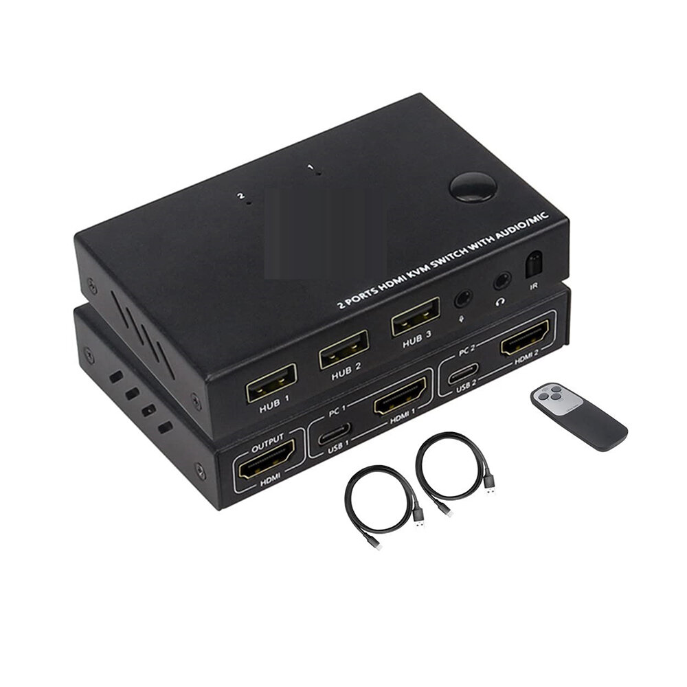 

Bakeey 2-Port Computer Monitor KVM Switch HDMI-compatible Splitter USB Switcher 4K For TV Box EDID/HDCP Printer