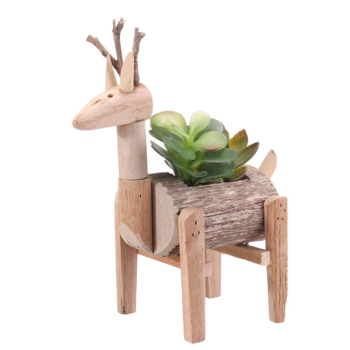 

Mini Wooden Potted Plant Deer Shaped Home Furnishing Flower Pots Living Room Office Desktop Plant Ornament