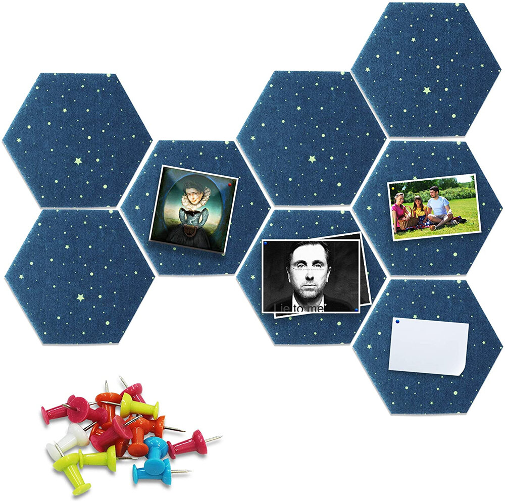 8 stks 3D Hexagon Vilten Board Zelfklevende Muur Prikborden Bericht Fotomuur Achtergrond Creatieve O