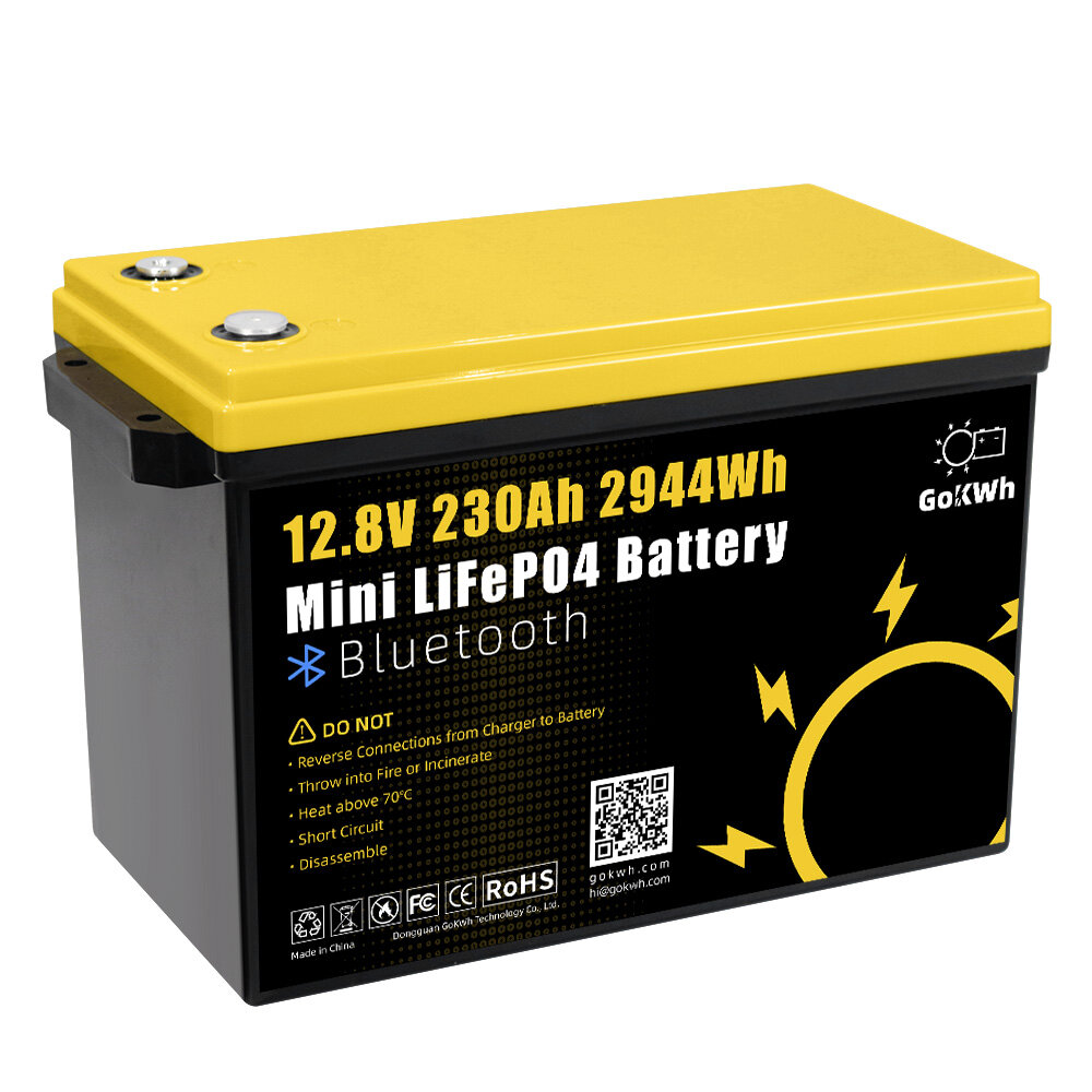 

Gokwh 12V 230AH LiFePO4 Lithium Battery 2944Wh 200A BMS 6000+ Deep Cycles Built-in Smart APP bluetooth Perfect for RV, M