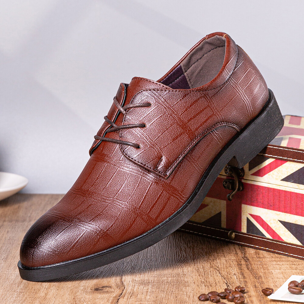 Men Leather Breathable Soft Sole Classical Pure Color Oxfords Casual Business Shoes