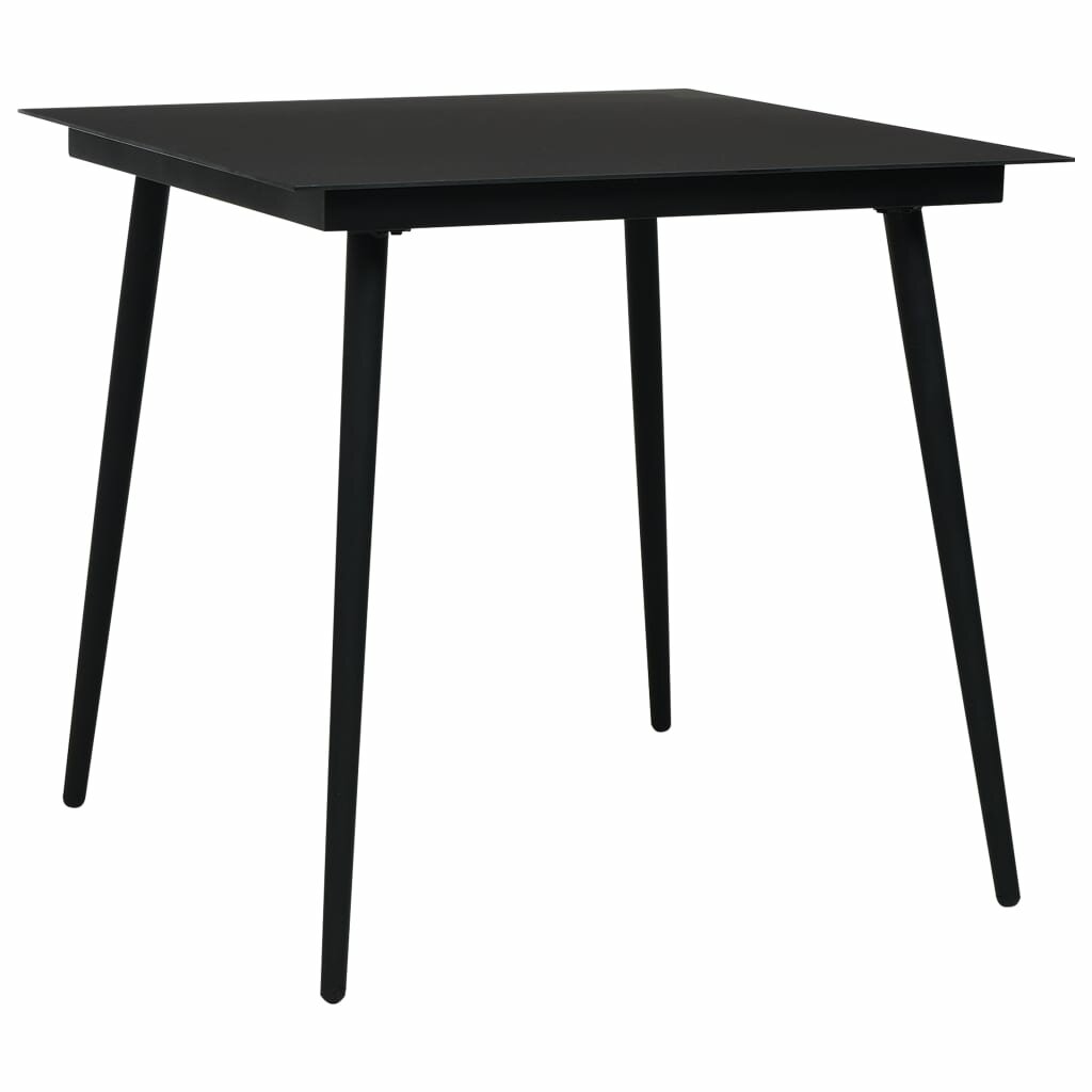 

Garden Dining Table Black 31.5"x31.5"x29.1" Steel and Glass