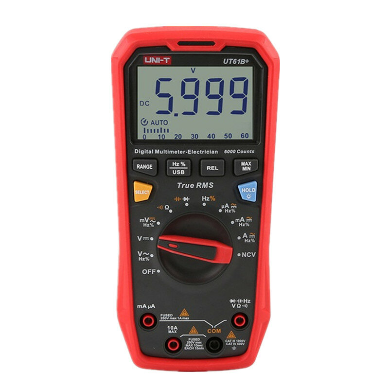 

UNI-T® UT61B+ Handheld Multimeter Digital DC AC 1000V 60mF Capacitance Testing True RMS Auto Range Meter
