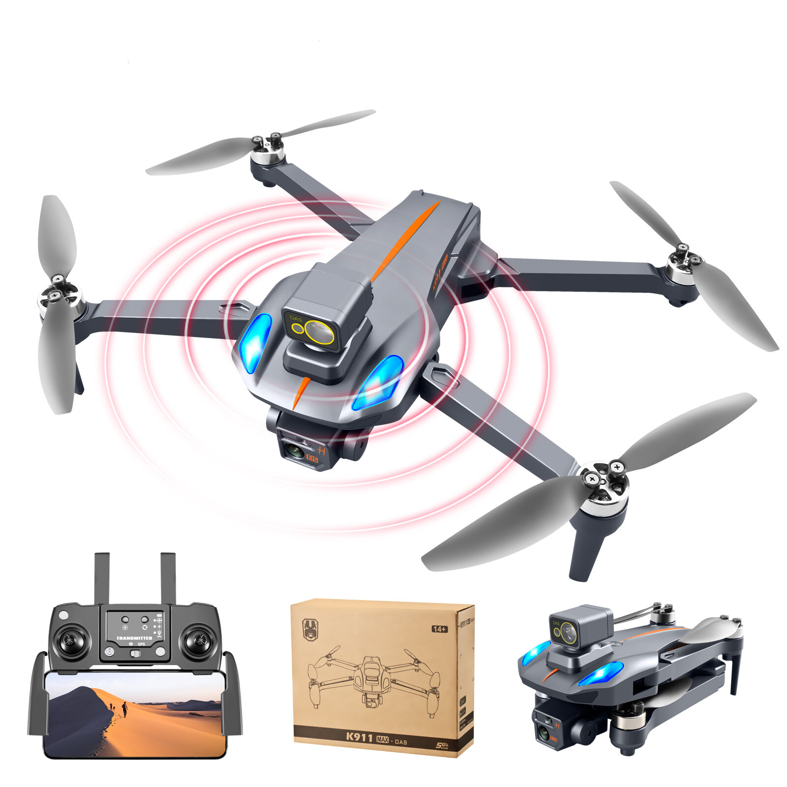 K911 Max 5G WIFI FPV GPS with 8K ESC Dual Camera 360° Obstacle Avoidance Optical Flow Positioning Brushless 225g Foldabl
