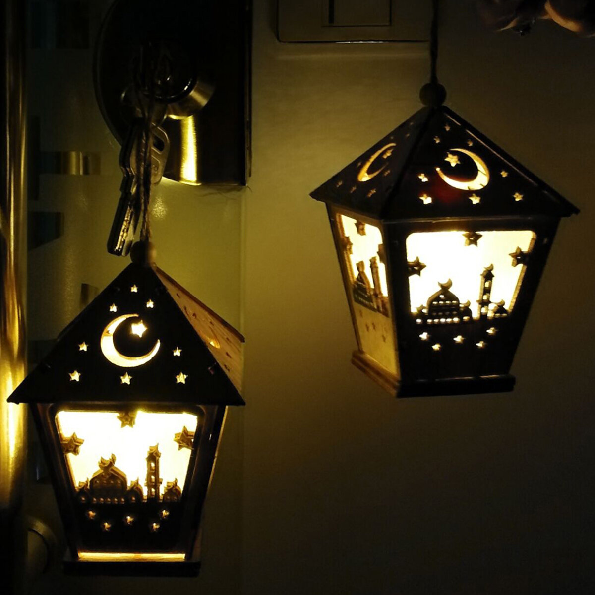 LED DIY House Houten Lamp Festival Decoratief Nachtlampje Eid Mubarak Ramadan