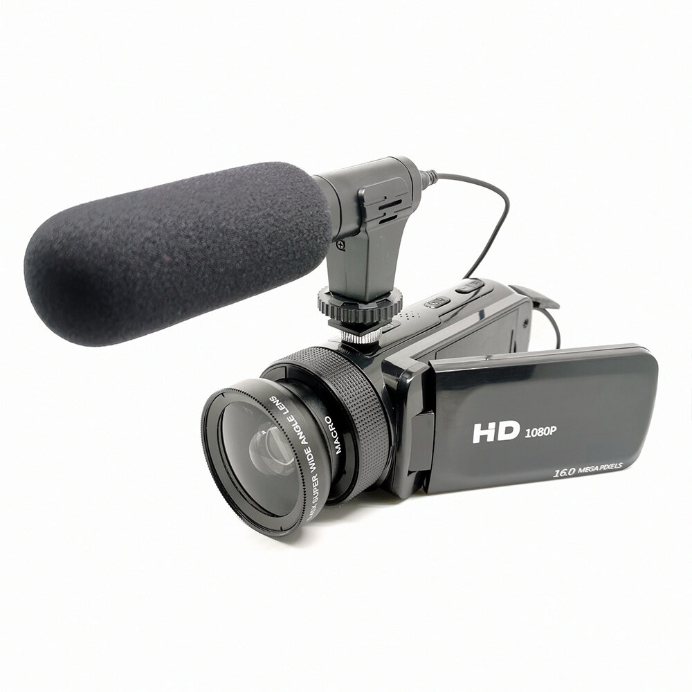 D100 1080P HD Digitale camera 16 miljoen Pixel Handheld DV-camcorder met microfoon Groothoeklens Vid