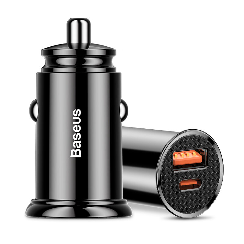 Baseus 30W 2-poorts USB-autoladeradapter USB-A&USB-C/Dual USB-A Snel opladen voor iPhone 12 13 14 14