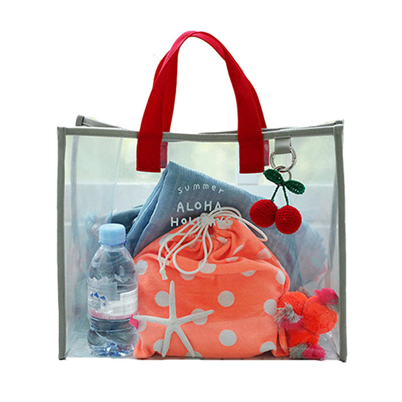Kadın Şeffaf PVC Çanta Omuz Çanta Tote Alışveriş Çanta Temizle Plaj Çantalar