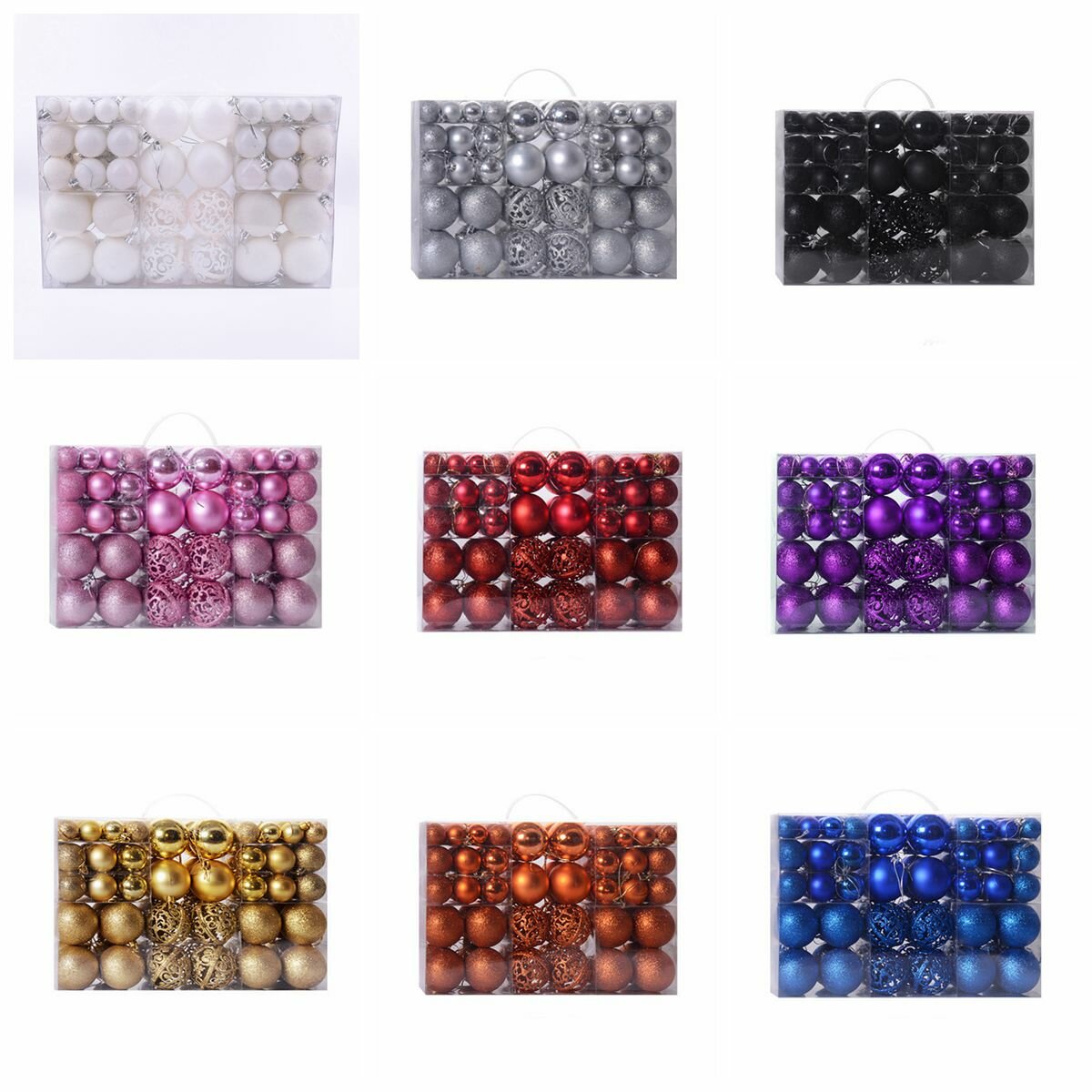 100pcs Decration Ball Set Christmas Tree Decorations Balls Bauble Pack Hanging Ball For Home Office Mall Ceiling Decor