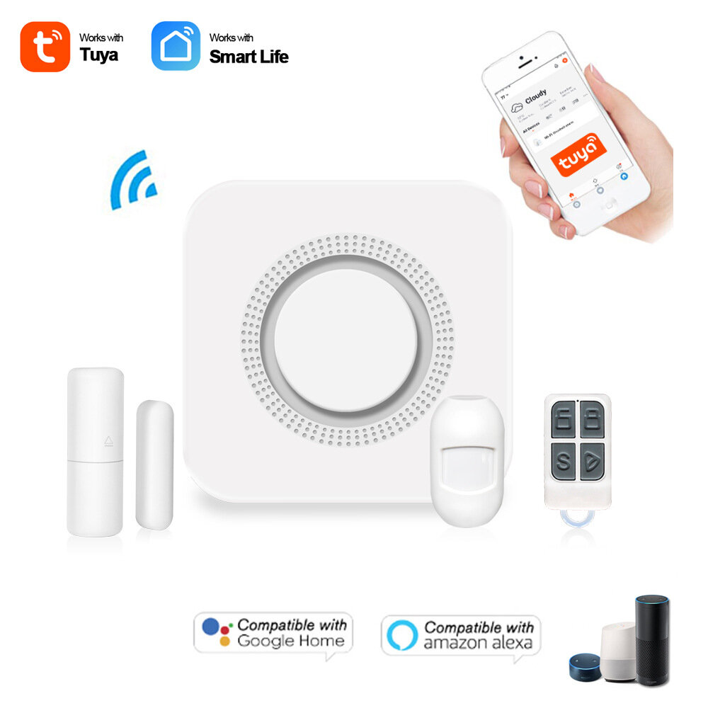 Wale Tuya WiFi Draadloos Smart Home Alarmsysteem Home Afstandsbediening Beveiligingskit Werkt met Sm