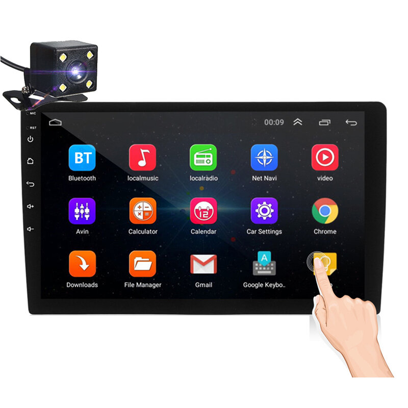 iMars 10.1 Inch 2Din for Android 8.1 Car Stereo Radio 1 + 16G IPS 2.5D Touch Screen MP5 Player GPS WIFI FM with Backup Camera