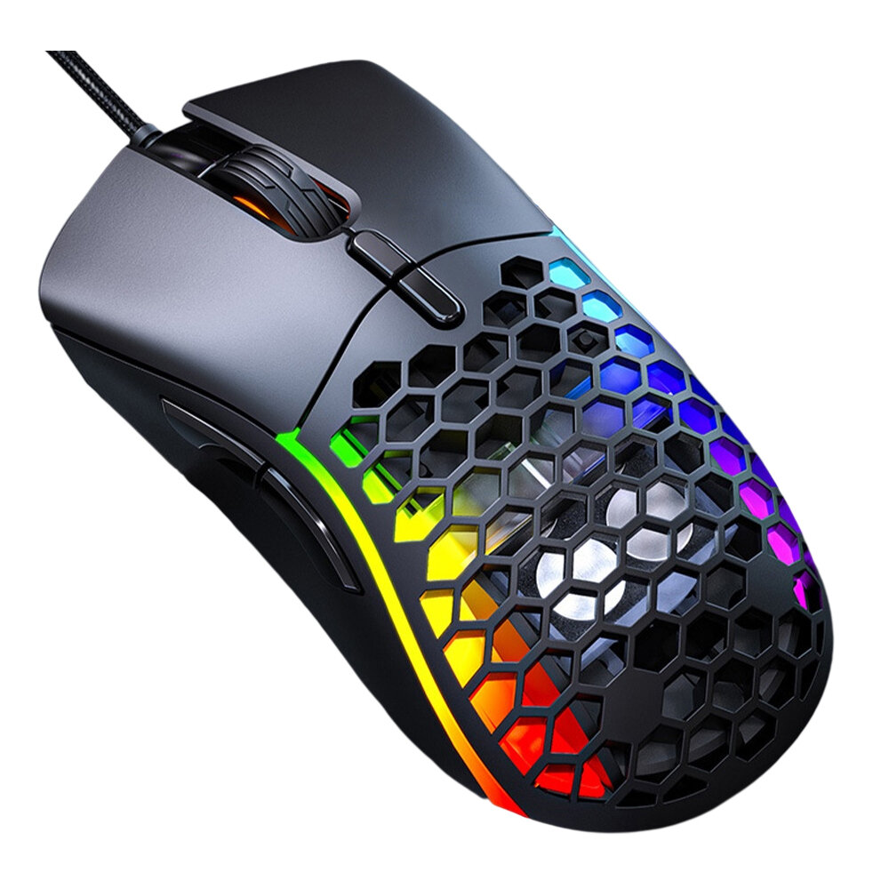 IMICE T60 Honeycomb Gaming Mouse 7 Programming Buttons Adjustable 1200-7200DPI RGB Backlit USB Wired
