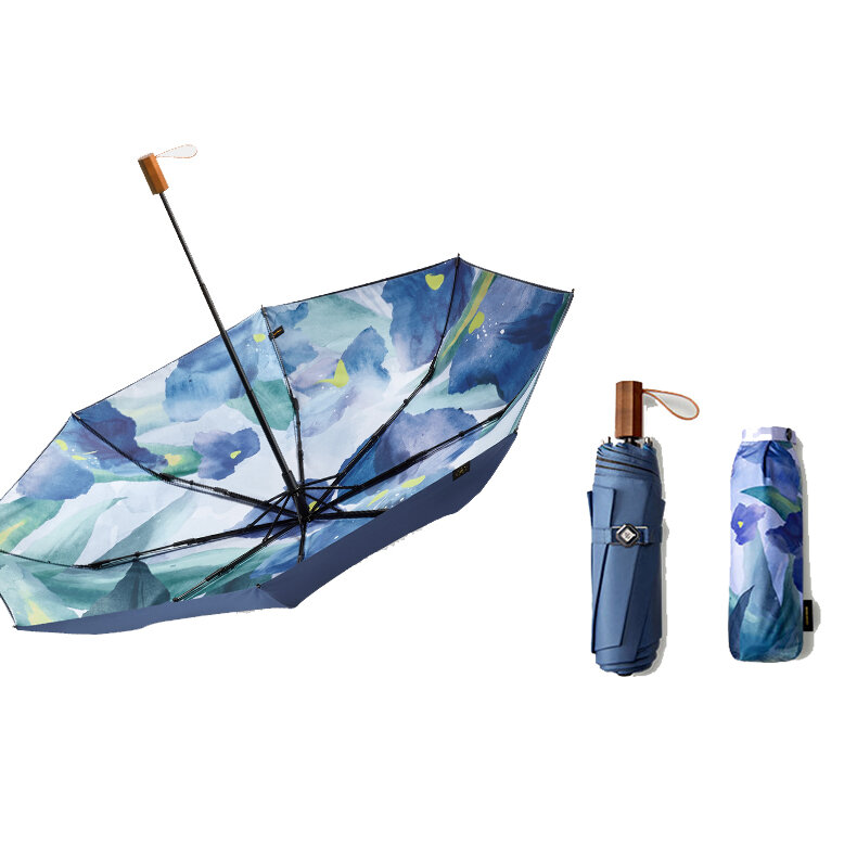 

Beneunder Mini Складной зонт от солнца и дождя UPF 50+ LRC Винил 99% UV Защитный двухслойный 349 г печатный зонт