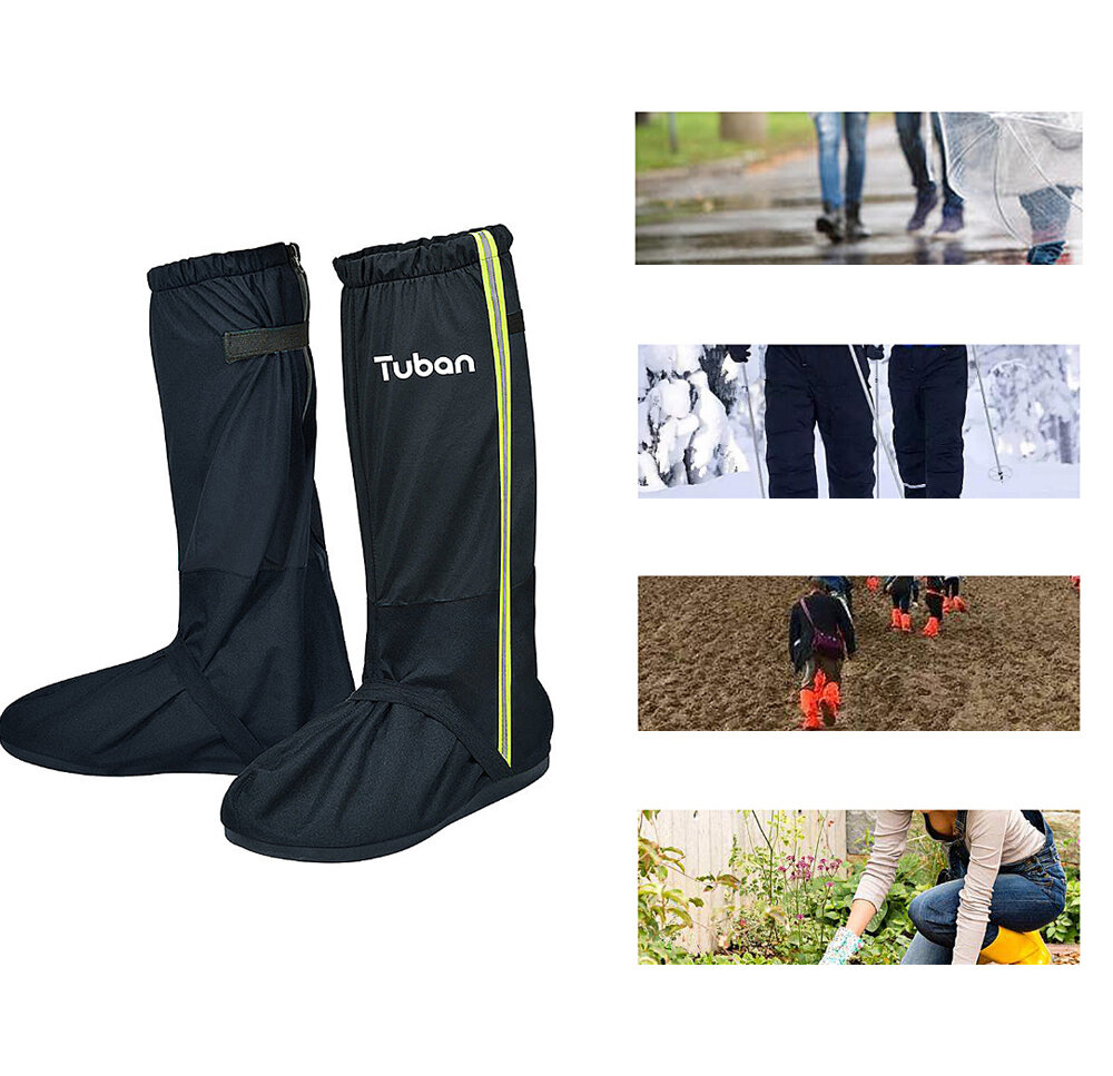 TUBAN Waterproof Rain Boot Shoes Cover Lightweight Reusable Snow Desert Leg Gaiters with Reflector for Gardening Outdoor Sports