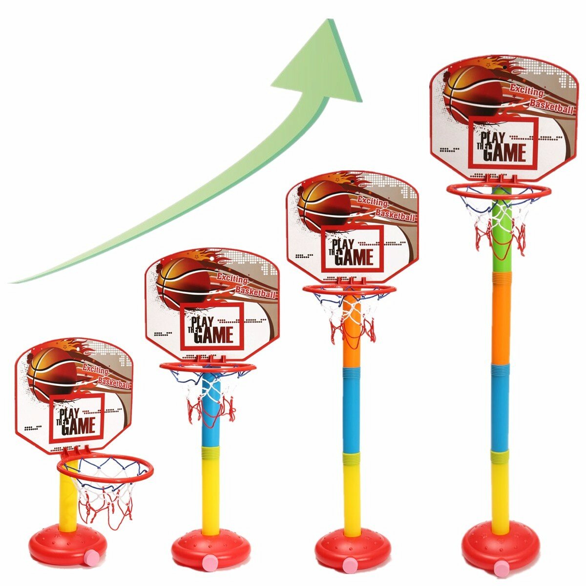 4-Gears Height الأطفال في الهواء الطلق / داخلي كرة سلة قابلة للرفع مع مجموعة كرة السلة + مضخة المنزل سليمالجسم لعب الاطف