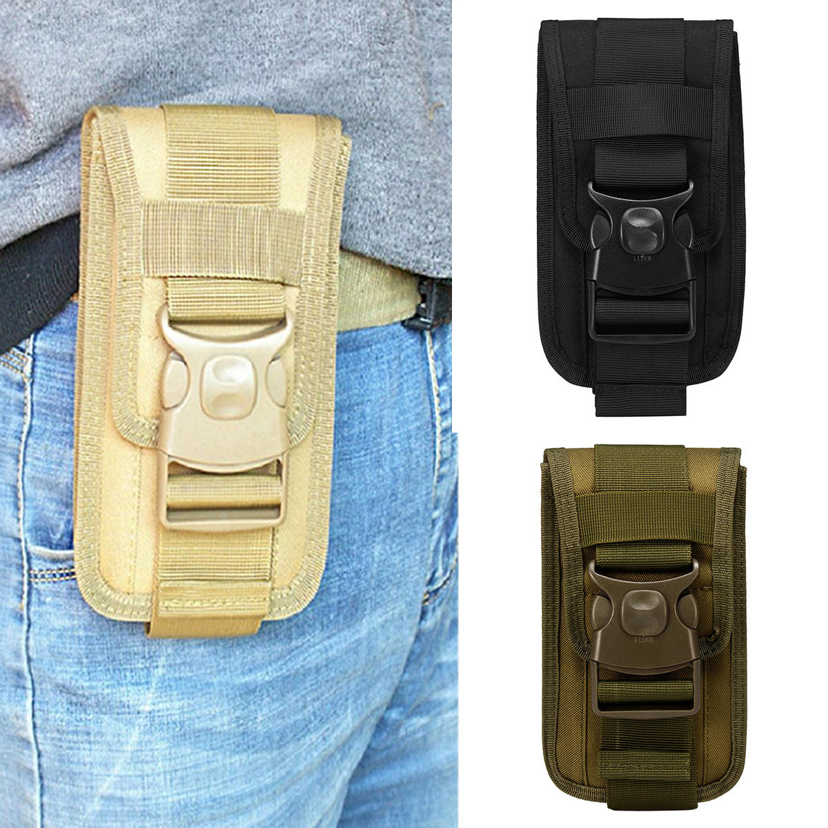 Outdoor Camping Tactical Cell Phone Bag Case Waist Pack Molle Belt Card Holder Pouch