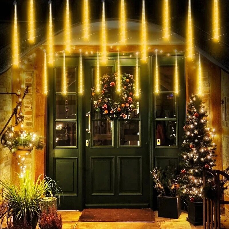 LED Meteor Shower String Lights Outdoor Waterproof Christmas Fairy Decoration Lights For Garden Stre