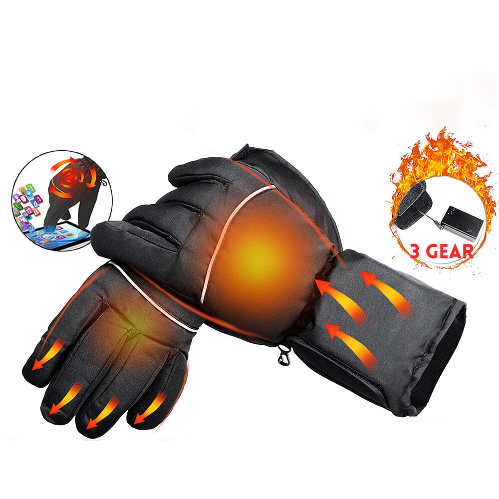 

1 Pair Electric Heated Gloves Waterproof Touchscreen Full Finger Warm Gloves 3 Gear Adjustable Ski Motorcycle Bike Cycli