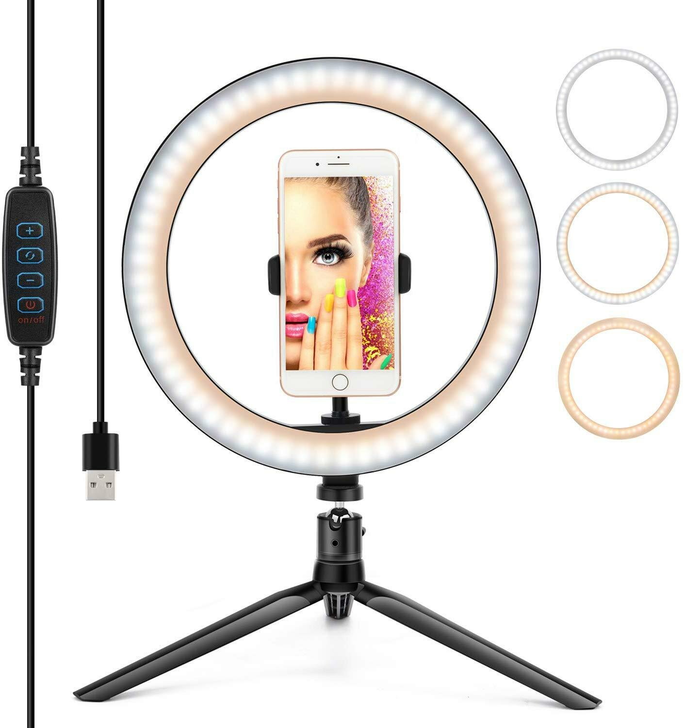 10 Inch LED Ring Light Dimbare Desktop Selfie Light Tripod Stand voor YouTube Tiktok Video Live Stre