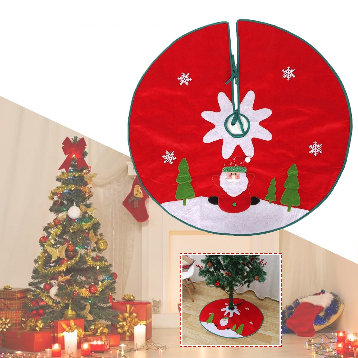 2020 Christmas Decor Santa Claus Christmas Tree Skirt Aprons New Year Xmas Tree Carpet Foot Cover for Home Decoration