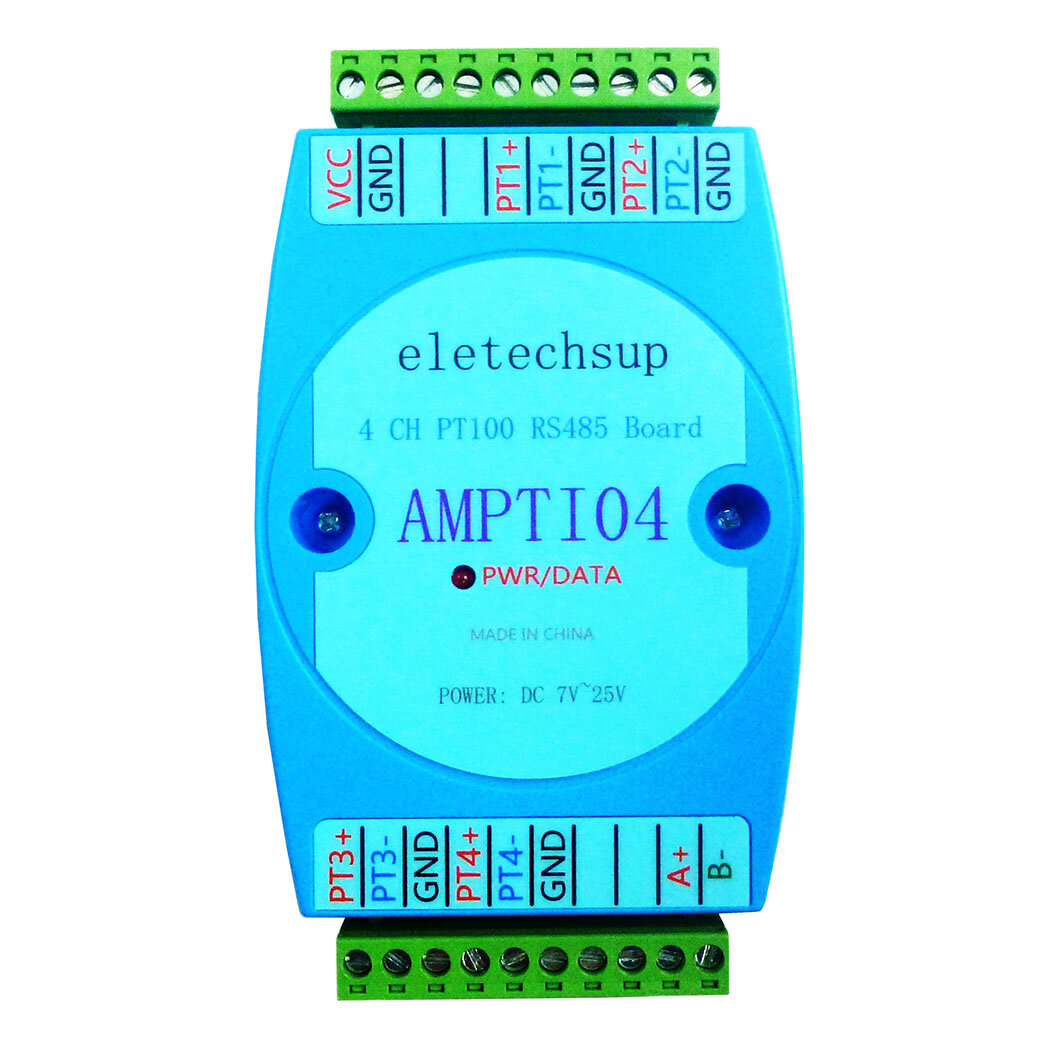 

AMPTI04 DC 12V 24V 4AIPT100 RTD Sensor to RS485 Temperature Collector Module Platinum Thermal Resistance Collector
