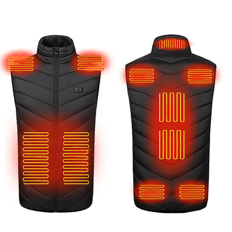 TENGOO Smart Dual Control Heated Vest with 11 Heated Places USB Rechargeable 3-speed Temperature Control Heated Clothing Winter Warmth for Men Women