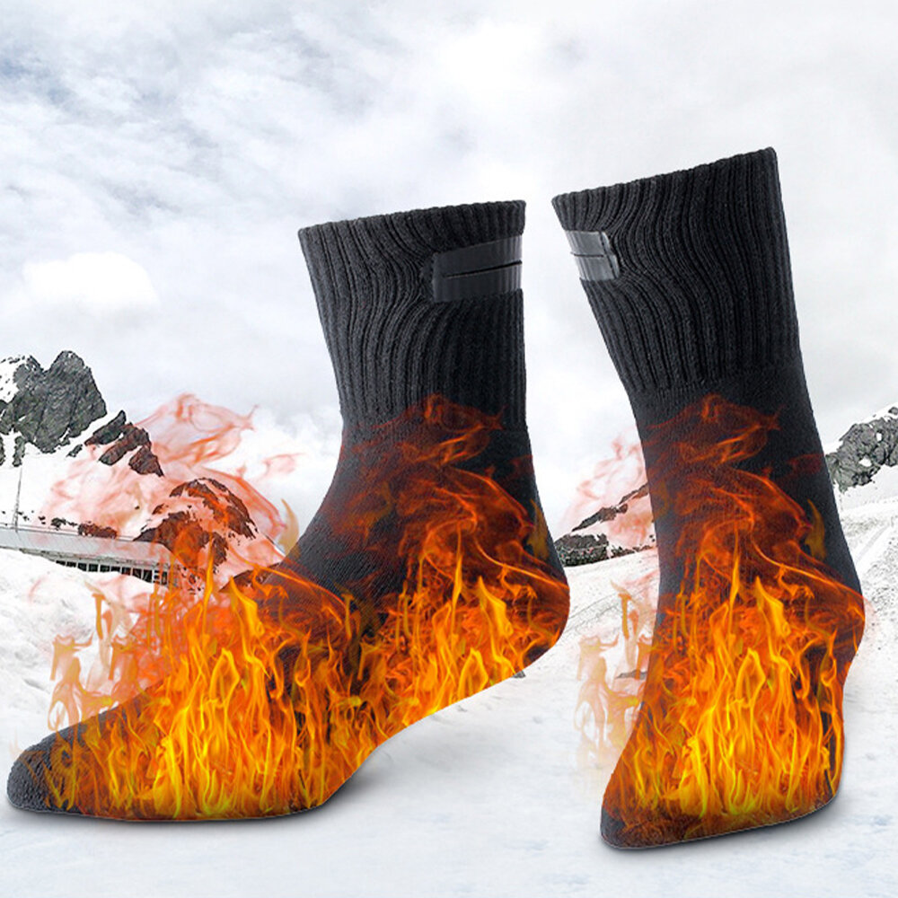 Men Cotton Rapid Heating USB Charging Keep Warm Winter Outdoor Foot Warmer Heated Tube Socks