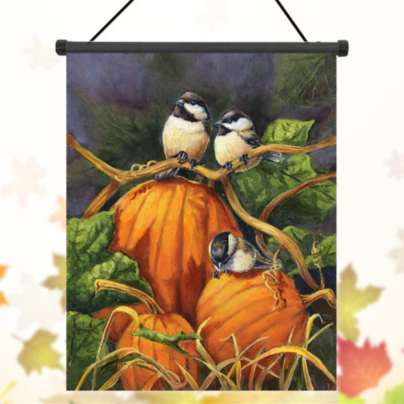 30x45cm Thanksgiving Polyester Pumpkins Birds Welcome Flag Garden Holiday Decoration
