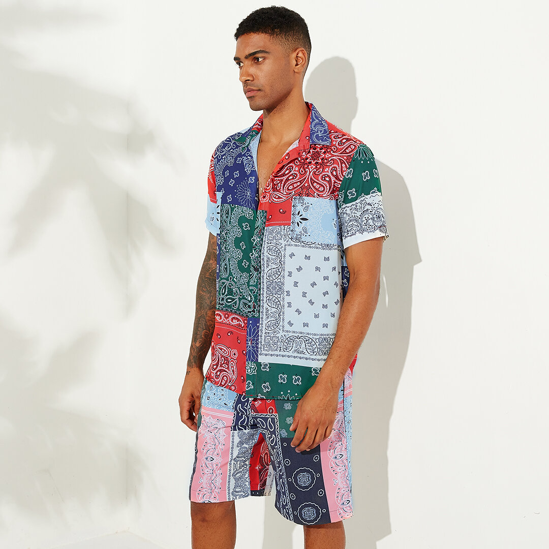 fashion pattern patchwork design chiffon lightweight shirts at Banggood