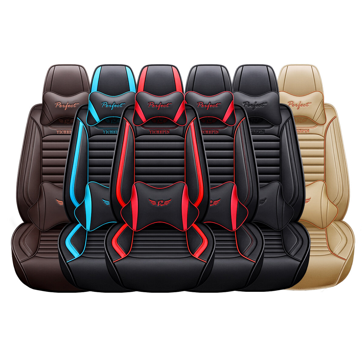 Almofadas de cobertura de assento de carro em PU com apoio de cabeça para automóveis Almofada de proteção universal dianteira e traseira para carro