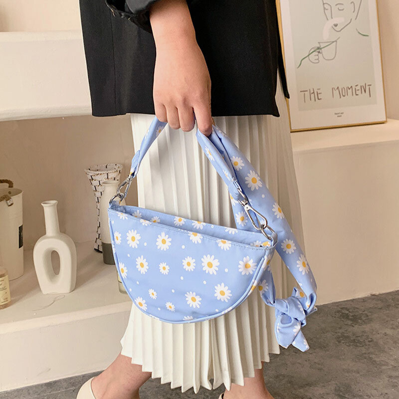 

Women Fashion Flower Nylon Daisy Sling Bag Shoulder Bag Crosbody Bag