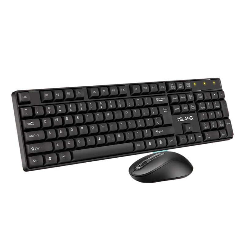 MILANG W550 2.4G Wireless Keyboard & Mouse Kit 104 Keys Ergonomics Office Keyboards 3-Keys 1000DPI Mice