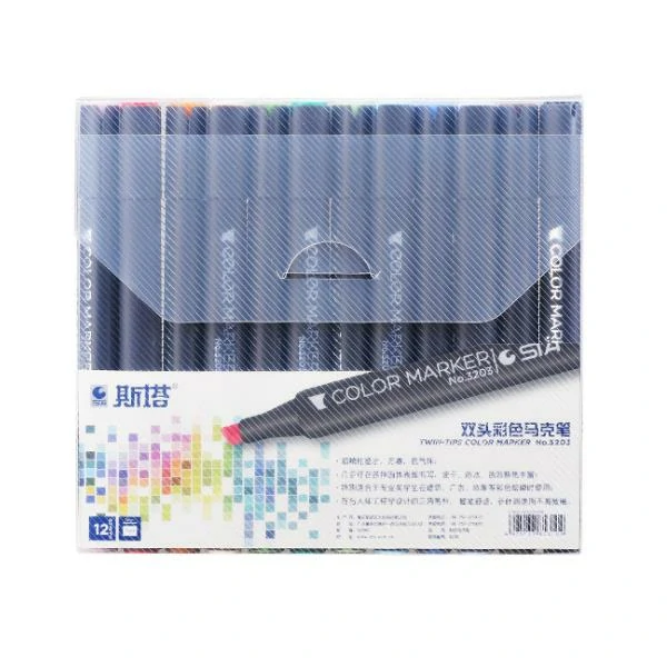 STA 3203 Marker Black Rod White Rod Gel Pen Standard Set 12 24 36 48 60 Box Hand painted Design